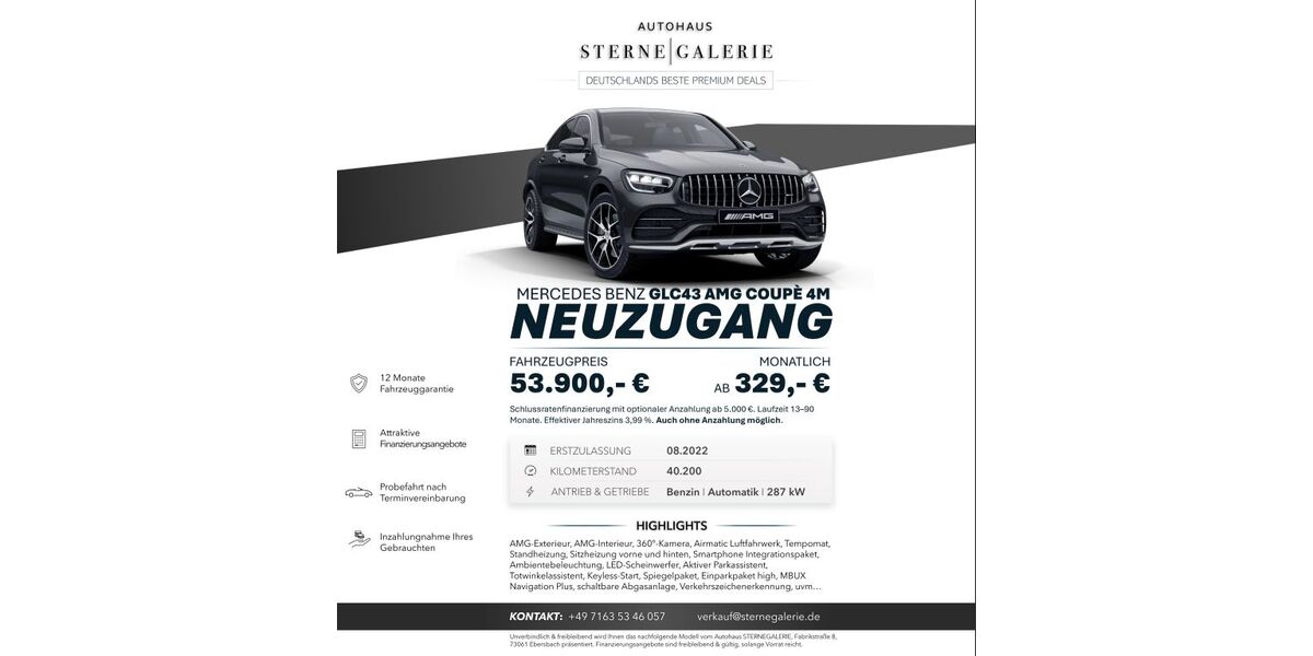 Mercedes-Benz GLC 43 AMG 40.200 km 53.900 &euro; Ebersbach an der Fils 73061