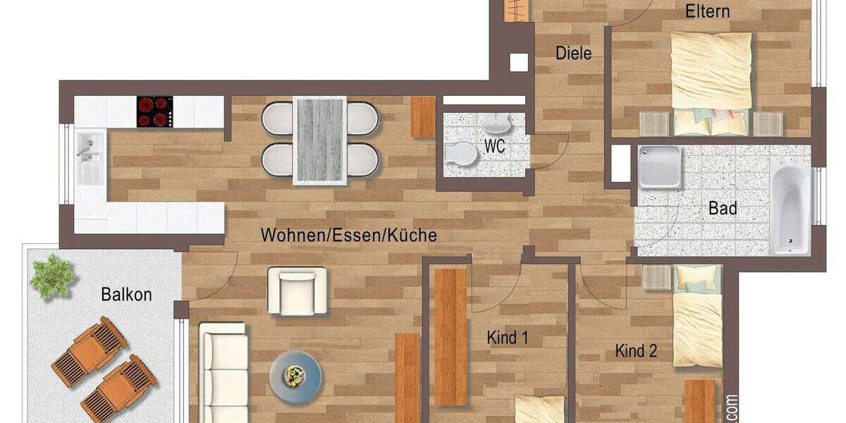 Etagenwohnung Schorndorf - 4 Zimmer, 88 m&sup2;, 345.000&euro; | Angebot:25705256
