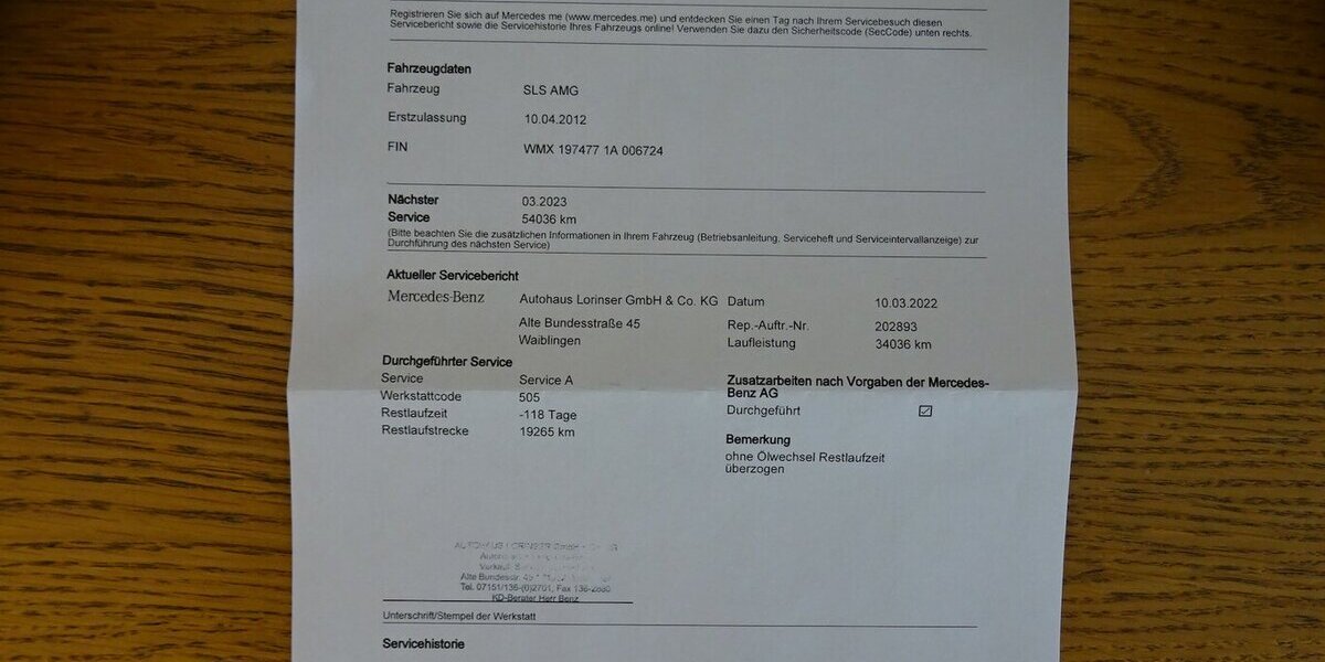 Mercedes-Benz SLS AMG Designo Carbon Bang&Olufsen Voll NP222tsd 36.000 km 159.000 &euro; Schorndorf 73614