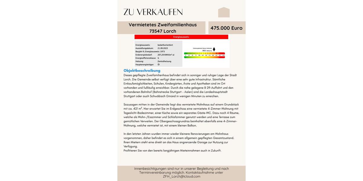 Mehrfamilienhaus, Wohnhaus Lorch - 8 Zimmer, 198 m&sup2;, 475.000&euro; | Angebot:27546674