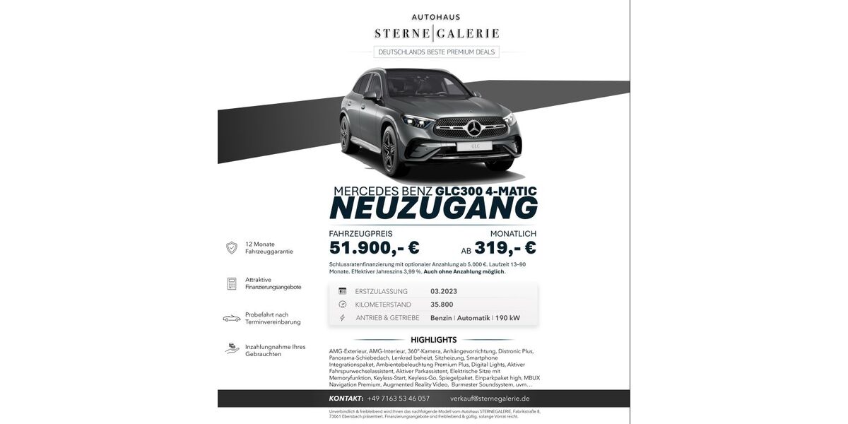 Mercedes-Benz GLC 300 35.800 km 51.900 &euro; Ebersbach an der Fils 73061