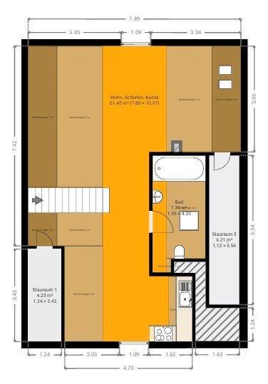 Dachgeschoßwohnung Göppingen Faurndau - 1 Zimmer, 39 m&sup2;, 110.000&euro; | Angebot:25991040