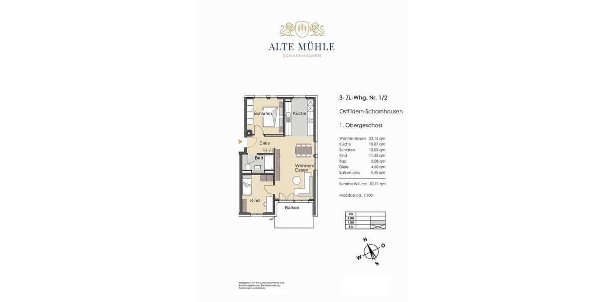 Etagenwohnung Ostfildern - 3 Zimmer, 71 m&sup2;, 1.390&euro; | Angebot:24859372
