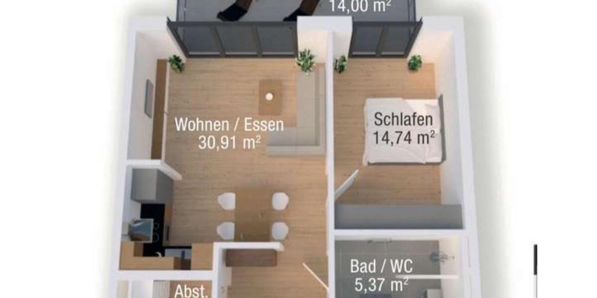 Etagenwohnung Schwäbisch Gmünd Bargau - 2.5 Zimmer, 60 m&sup2;, 900&euro; | Angebot:24870116