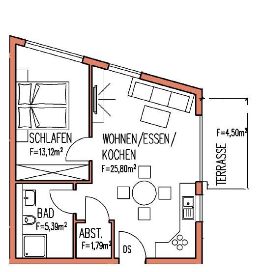 Etagenwohnung Dettingen - 2.5 Zimmer, 49 m&sup2;, 865&euro; | Angebot:25349302