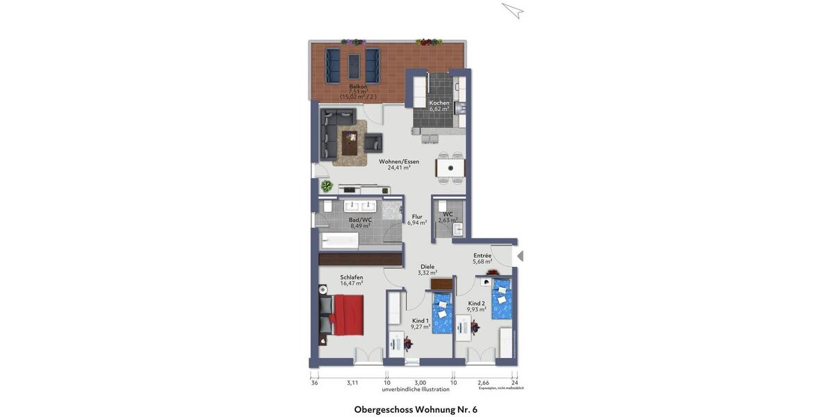 Etagenwohnung Auenwald - 4 Zimmer, 101 m&sup2;, 1.280&euro; | Angebot:26661470