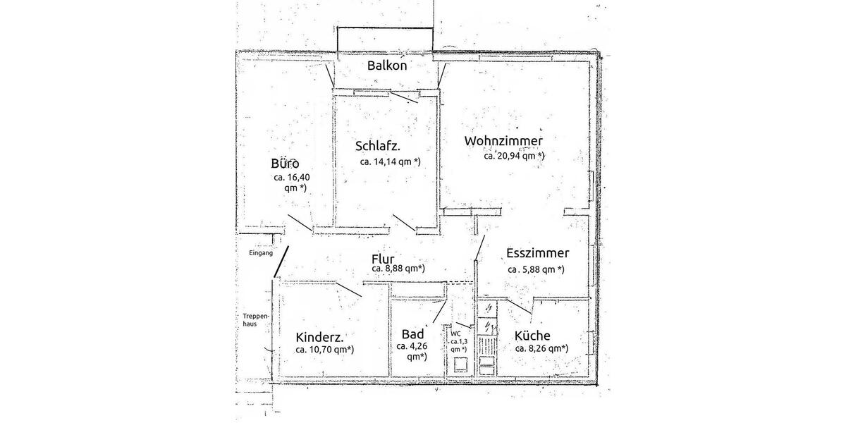 Etagenwohnung Frickenhausen - 5 Zimmer, 97 m&sup2;, 330.000&euro; | Angebot:27088374