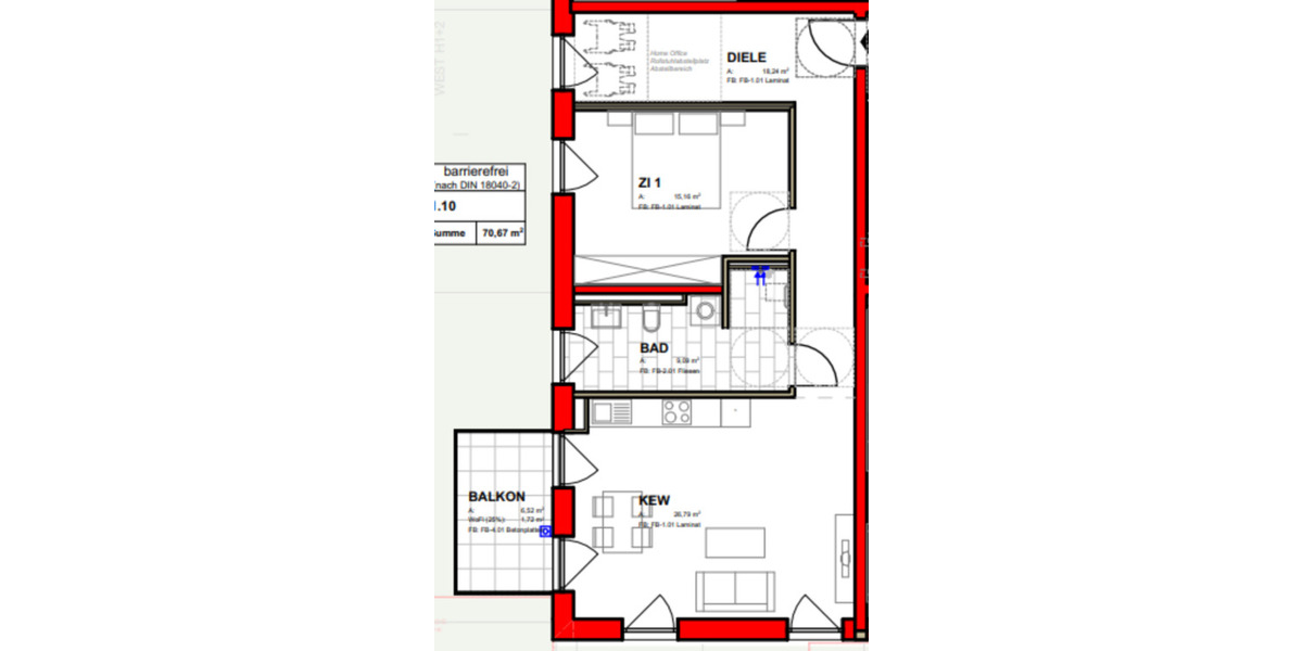 Etagenwohnung Laichingen - 2.5 Zimmer, 70 m&sup2;, 1.019&euro; | Angebot:24588081
