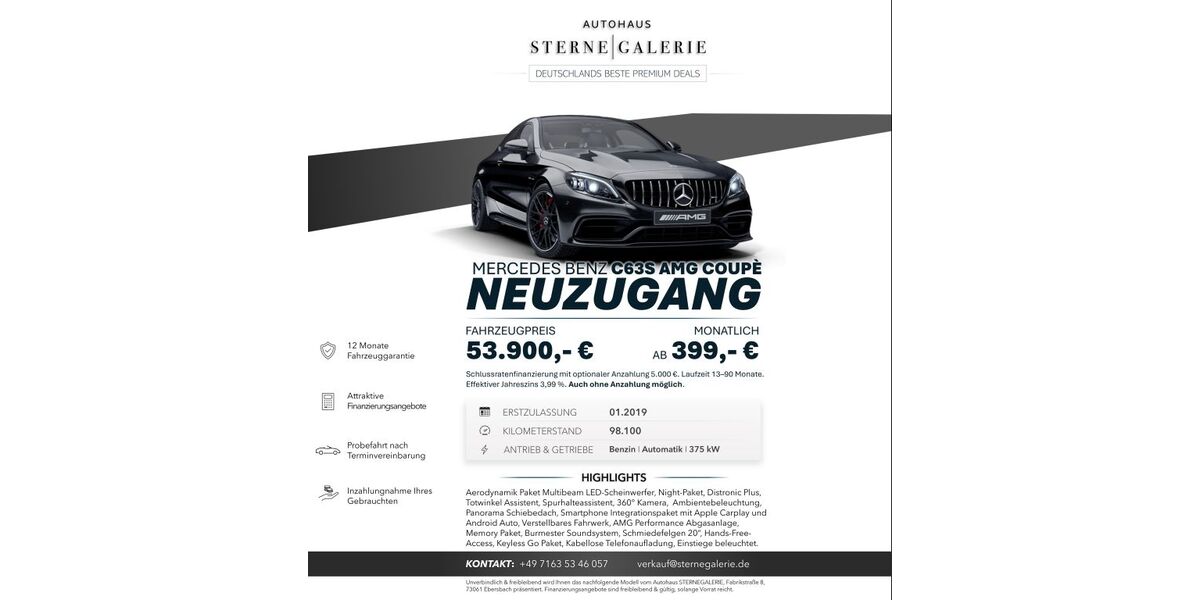 Mercedes-Benz C 63 AMG 98.100 km 53.900 &euro; Ebersbach an der Fils 73061