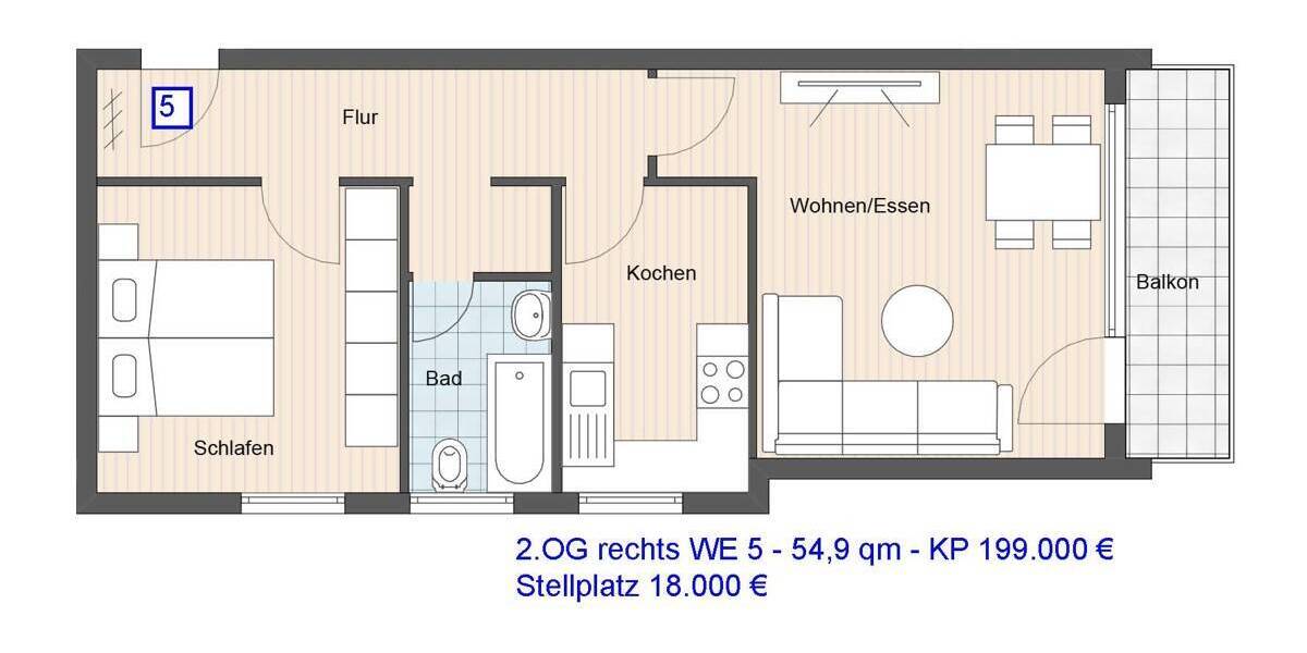 Etagenwohnung Ostfildern Scharnhausen - 3 Zimmer, 68 m&sup2;, 279.000&euro; | Angebot:25801969