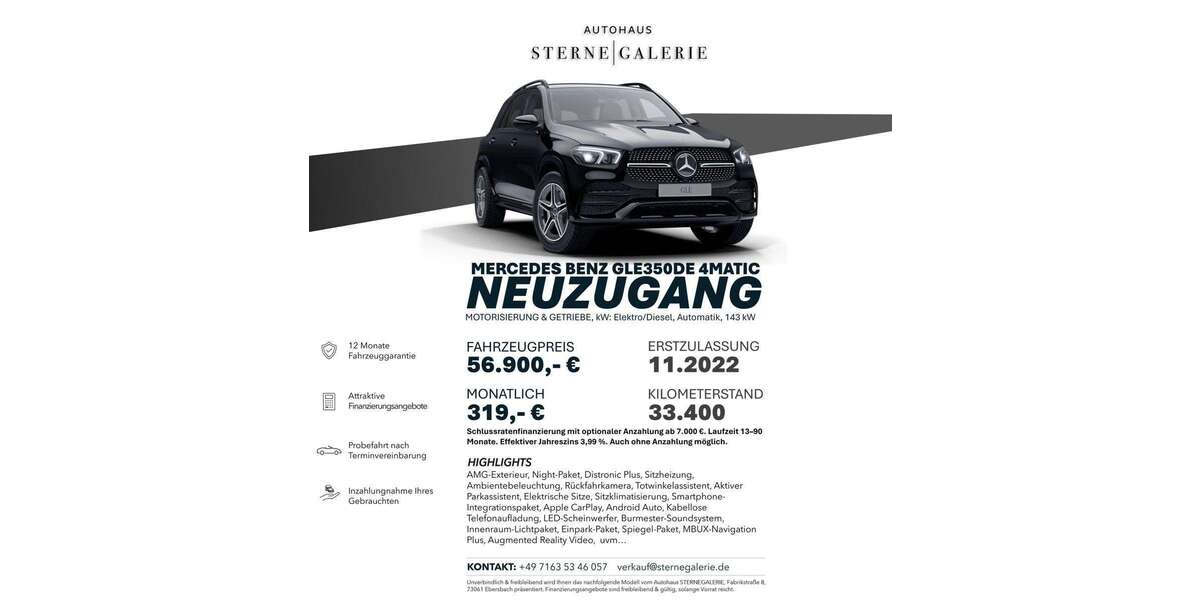 Mercedes-Benz GLE 350 33.400 km 56.900 &euro; Ebersbach an der Fils 73061