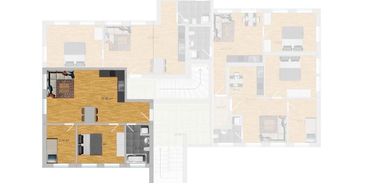 Etagenwohnung Wäschenbeuren - 2.5 Zimmer, 58 m&sup2;, 744&euro; | Angebot:25611434