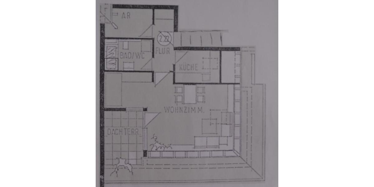 Dachgeschoßwohnung Plochingen - 1.5 Zimmer, 44 m&sup2;, 520&euro; | Angebot:25948377