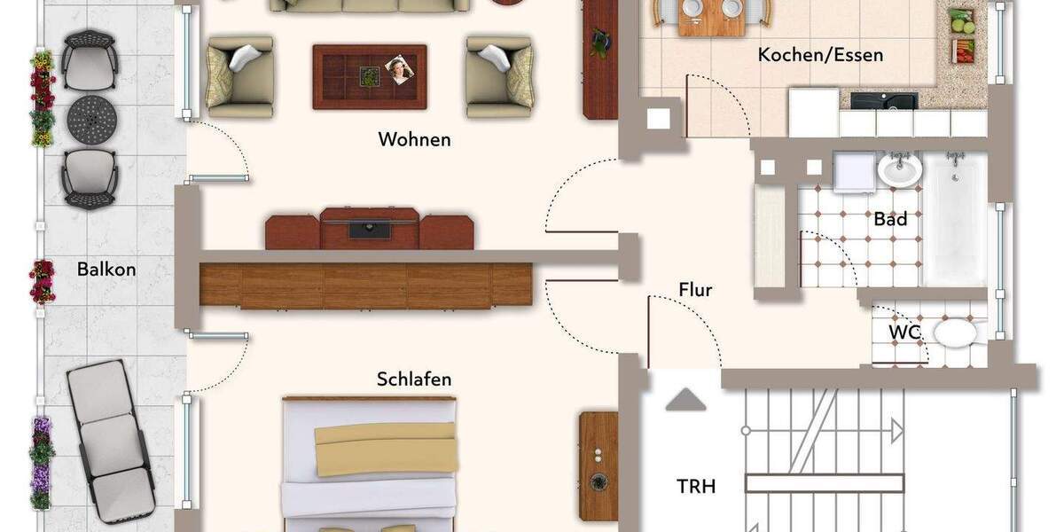 Etagenwohnung Göppingen Jebenhausen - 2 Zimmer, 63 m&sup2;, 159.000&euro; | Angebot:25778527