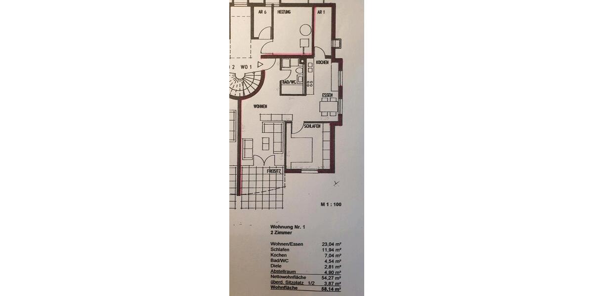 Erdgeschoßwohnung Täferrot - 2.5 Zimmer, 58 m&sup2;, 680&euro; | Angebot:26679222