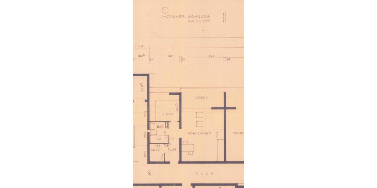 Etagenwohnung Göppingen Bruckwasen - 1 Zimmer, 45 m&sup2;, 99.000&euro; | Angebot:26785743