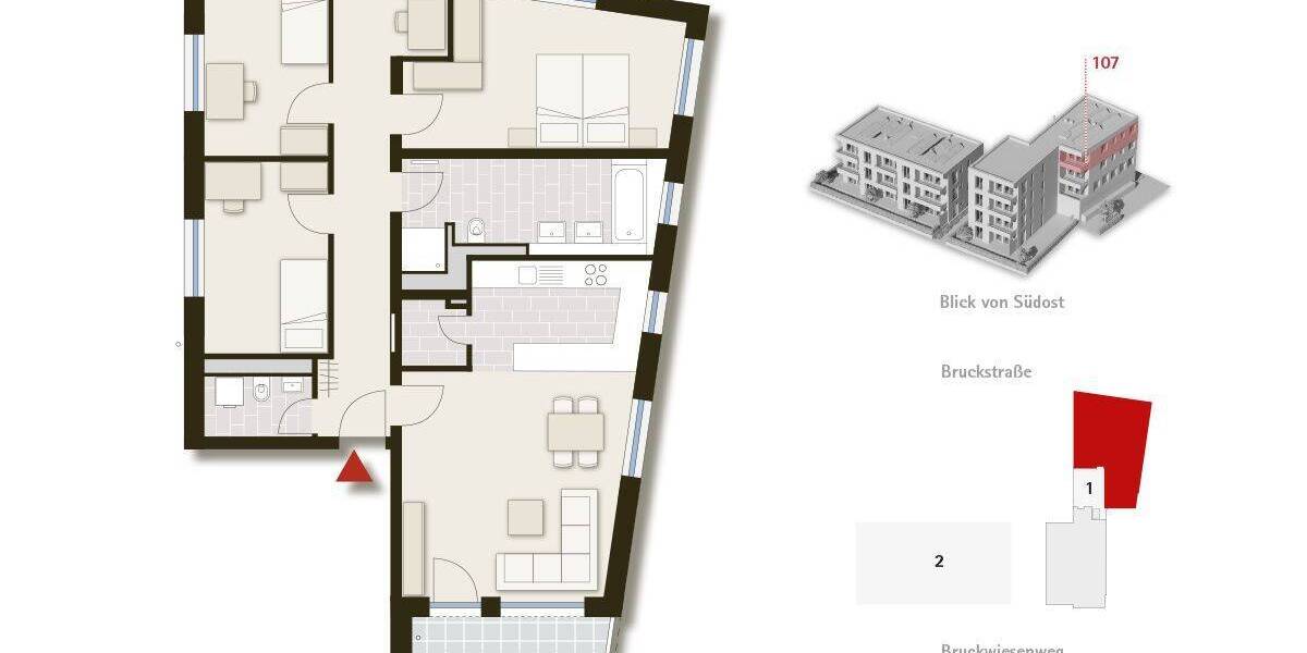 Etagenwohnung Fellbach - 4 Zimmer, 107 m&sup2;, 664.000&euro; | Angebot:25708943
