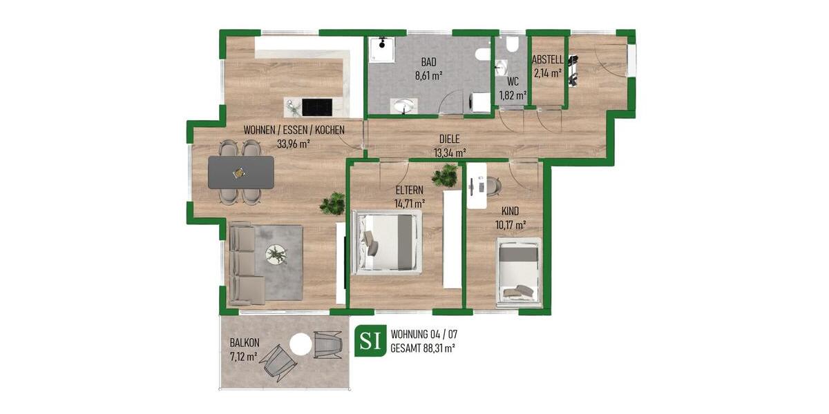 Etagenwohnung Laichingen - 3.5 Zimmer, 88 m&sup2;, 1.100&euro; | Angebot:26006815